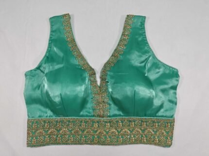 Women's Embroidered Sleeveless Readymade Saree Blouse - Vivid Teal
