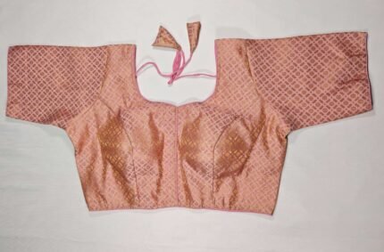 Women's Brocade Front Open Readymade Saree Blouse - Pastel Pink